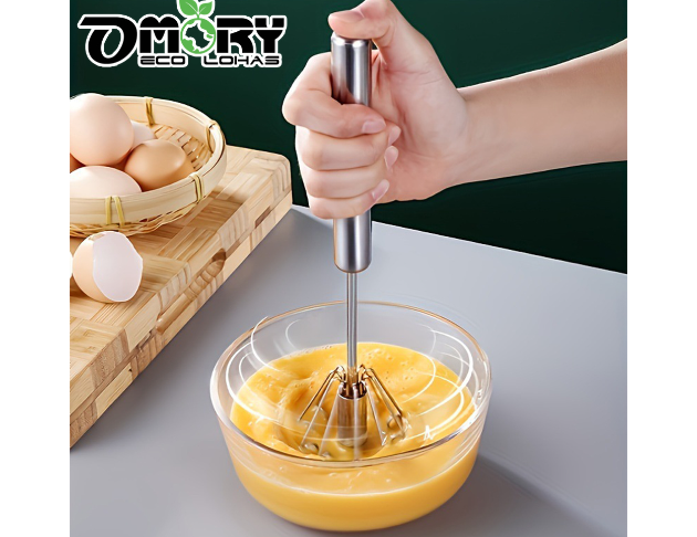 【OMORY】不鏽鋼半自動迴轉打蛋器