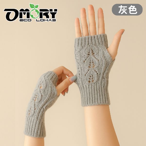 【OMORY】暖心針織麻花半指手套