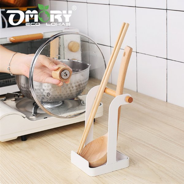 【OMORY】日式木柄直立式鍋蓋湯杓架