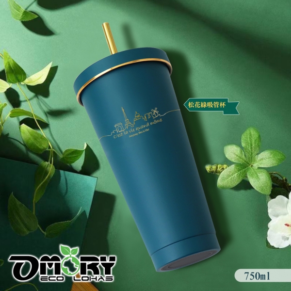 【OMORY】#304不鏽鋼保溫保冷隨行杯750ml(附贈吸管套)-任選